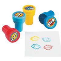 Fun Express Plastic Superhero Stampers - 24 Pieces