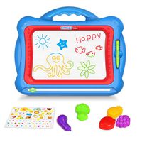 Geekper Magnetic Drawing Board, 15.75" Erasable Colorful Magna Doodle Toys Writing Sketching Pad Set with 5 Shape Stamps & Lovely Sticker ( Blue )