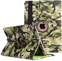 YiMiky iPad 10.2" Case Cover, 360 Degree Rotating PU Leather Stand Folio Case Unique Camouflage Pattern Book Flip Smart Protective Cover Slim Fit for 2019 iPad 7th Gen 10.2", Green