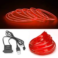 USB EL Wire, 9ft EL Neon Wire Red DC 5V Neon Lights Sewable Electroluminescent Wire/El Wire for Car Interior Automotive Décor with 6mm Sewing Edge