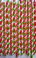 100 premium Christmas style drinking paper straws, can be use for cake pop stick by ETL Products