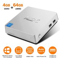 ACEPC T11 Mini PC,Windows 10 Pro Intel Atom x5-Z8350 Fanless Desktop Computer,4GB DDR3/64GB eMMC, Support 2.5-Inch SATA III Internal SSD/HDD,4K HD,2.4/5G WiFi,1000M LAN,HDMI/VGA Output,Auto Power On