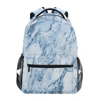 Blue White Marble Travel Laptop Backpack Daypacks, Stone Texture Water Resistant College School Computer Bag Bookbag for Women & Men Outdoor Camping&Fits Up to 14-inch Notebook