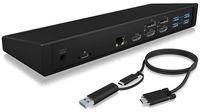 ICY BOX Type-C or Type-A Docking Station with Triple Video Output for Notebook/Laptop/PC and 60W Power Delivery (3X HDMI, 6X USB Ports, 2X DisplayPorts, Gigabit LAN and Audio)