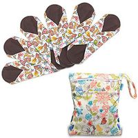 Teamoy 6Pcs Sanitary Pads-10 Inches, Reusable Washable Cloth Menstrual Pads/Panty Liners with Wet Bag, Super-Absorbent, Soft and Comfortable, Perfect for General Flow(Medium, Birds)