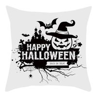 Bosji (17.72" x 17.72") Pillow Covers,Happy Halloween Decoration Bat Ghost Castle Throw Pillowcase Bedroom Decor Cloth Printed Zipper Sofa Pillow Case