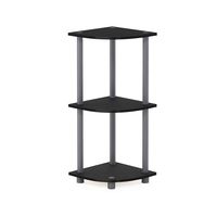 FURINNO Turn-N-Tube 3-Tier Corner Display Rack Multipurpose Shelving Unit, Black/Grey