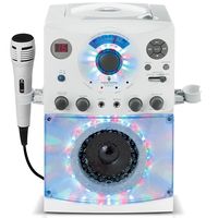 Singing Machine SML385BTW Karaoke System with LED Disco Lights, CD+G, and Microphone, White
