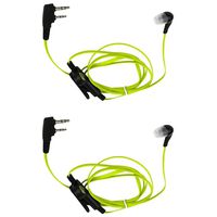 KENMAX 2 PIN Noodles Cable Earpiece Headset Green for Baofeng BF-F8HP UV-6R Wouxun KG-UV6D KG-UV899 (2 Pack)