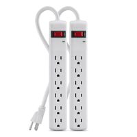 Belkin F5C048-2 6-Outlet Power Strip Surge Protector with 2-Foot Power Cord, 200 Joules (2-Pack) (Renewed)