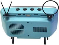 Retro TV Speaker V4.2 Vintage Wireless Radio,Portable Speaker with AUX FM BT Optional,3D Stereo Sound Quality Cell Phone Holder Art Decoration (Blue, one Size)