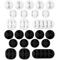 24 Pieces 3M Adhesive Cable Clips Viaky Wire Management Desk Cable Organizer Cord Clips Cable Holder Clamps - Home, Office, Cubicle, Car, Nightstand, Desk Accessories-Black and White
