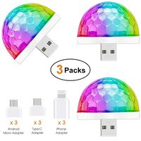 USB Mini Disco Light,3 Packs,Party Lights Sound Activated, Halloween DJ Disco Stage Lights-Multi Colors LED Car Atmosphere Light,Magic Strobe Light for Xmas Parties,Pool,Club,Church,Karaoke,Wedding