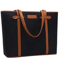 15.6 Laptop Bag for Women,Lightweight Large Work Tote Bag,Water Resistant Nylon School Bag Handbag,Black