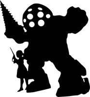 Bioshock Infinite Big Daddy Sister Silhouette Logo Vinyl Stickers Symbol 5.5" Decorative DIE Cut Decal for Cars Tablets LAPTOPS Skateboard - Black