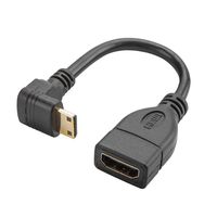 Mini HDMI to HDMI Cable, CableCreation 0.5ft 90 degree Downward Angle Mini-HDMI Male to HDMI Female adapter, 1080P Full HD, 3D for Camera, Camcorder, Graphics Card, Laptop,Tablet, HDTV,Projector,Black