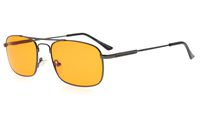 Eyekepper Memory Titanium Sleeping Glasses-Blue Light Blocking 97%-Computer Reading Glasses-Reduce Eyestrain Readers Dark Orange Tinted Lens (Gunmetal, 2.00)