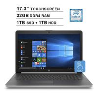 2019 HP Pavilion Newest 17 17.3 Inch HD+ SVA Touchscreen Laptop (Intel Quad Core i7-8565U up to 4.6 GHz, 32GB RAM, 1TB SSD + 1TB HDD, Intel UHD Graphics 620, DVD, Bluetooth, WiFi, HDMI, Windows 10)
