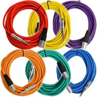 Seismic Audio - SATRXL-M25BGORYP - 6 Pack of Multiple Colors 25 Ft XLR Male to 1/4" TRS Patch Cable Snake Cords Balanced