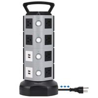 Surge Protector Power Strip Tower - SUPERDANNY 3000W 13A with 4.2A 4 USB Slot 14 Outlets 16AWG 6.5ft Heavy Duty Cord Wire Extension Electric Charging Station Universal Socket for iPhone iPad PC Laptop
