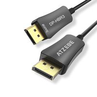 ATZEBE Fiber Displayport Cable 30ft, Fiber Optic Displayport 1.4 Cable Support 32.4 Gbps, 8k@60hz, 4K@144Hz, Slim and Flexible Fiber DP to DP Cable