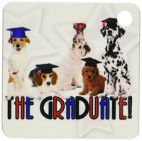3dRose Pack of Dogs in Cap and Gowns for the Graduate. - Key Chains, 2.25 x 4.5 inches, set of 2 (kc_173230_1)