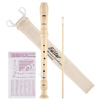 Eastar ERS-21BN ABS Baroque Soprano Recorder for Kids C Key 8 Hole With Cleaning Rod Carrying Bag Thumb Rest Fingering Chart, Natural Color