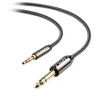 3.5 to 6.35 Cable, J&D Gold-Plated [Copper Shell] [Heavy Duty] 3.5mm 1/8" Male TRS to 6.35mm 1/4" Male TRS Stereo Audio Cable with Zinc Alloy Housing and Nylon Braid for iPhone, Amplifiers - 15 Feet