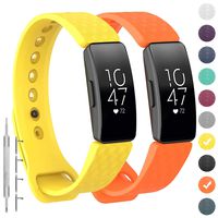 GVFM Compatible with Fitbit Inspire/Inspire HR Bands, Adjustable Soft Silicone Bracelet Accessories Sport Strap for Women Men Wristbands (Small, 2-Orange and Yellow)
