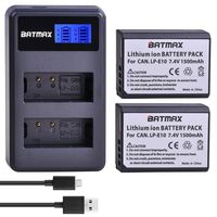 Batmax 2Packs LP-E10 LPE10 Camera Battery + Rapid LCD USB Dual Charger for Canon LP-E10 and Canon EOS 1100D,1200D,1300D,Kiss X50,Kiss X70,Rebel T3,Rebel T5,Rebel T6 Select Canon Cameras