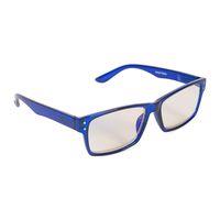 Inner Vision Eye Strain Relief Computer Screen Glasses w/Case - Anti Blue Light, Anti Glare, Scratch Resistant, Spring Hinges - Unisex, (Non-Prescription), Blue