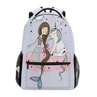 ZZKKO Ocean Sea Mermaid Girl Unicorn Backpacks College School Book Bag Travel Hiking Camping Daypack