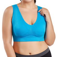 ASOBIMONO Sports Bras for Women Plus Size, High Impact Full Cup Support Seamless Comfortable Backless Gym Yoga Bra Dark Blue