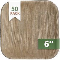 CaterEco Square Palm Leaf Plates Set (Pack of 50) | Appetizer or Dessert Plates | Ecofriendly Disposable Dinnerware | Heavy Duty Biodegradable Party Utensils for Wedding, Camping & More