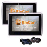 Twin Screens Universal Car Headrest Monitors Support CD DVD Players HD 10.1 Inch Wide View LCD Screen Support FM IR Wireless Headphones with Game Disc Remote Control