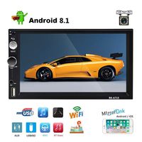 Car Radio, Double Din Car Stereo 7''HD Car Radio Bluetooth, 1+16G Andriod 8.1 Indash Car Stereo with Backup Camera, Support GPS Navigation/WiFi/TF/AUX/USB/FM/Mirror Link/DVR/SWC Car Stereo Receiver