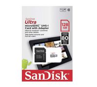 SanDisk Ultra 128GB UHS-I Class 10 MicroSDXC Memory Card Up to 80mb/s SDSQUNC-128G with Adapter