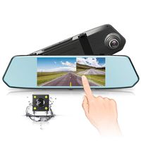 Dash Cam 7-Inch IPS 1080P Backup Camera, Touch Screen Dual Lens Car Camera with 170°Wide Angle Rearview Car Camera Dual Lens with Parking Monitor G-Sensor Loop Recording (Middle)