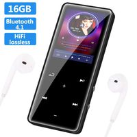 SOOTEWAY MP3 Player with Bluetooth 4.1, 16GB Music Player Portable Lossless Sound Bluetooth mp3 Player with FM Radio Recorder Touch Button, Support up to 128GB (Headphone, Data Cable) (Black)