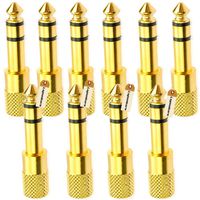 Lsgoodcare 10Pack Gold Plated 1/4" 6.5MM Male Plug to 1/8" 3.5MM Female Jack Stereo Headphone Audio Adapter