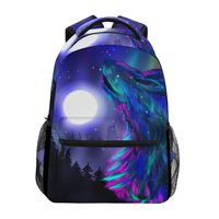 Backpacks Tree Wolf Moon Night College School Book Bag Travel Hiking Camping Daypack
