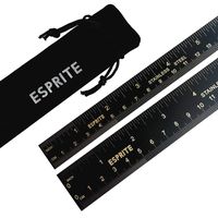 6 inch Ruler and 12 inch Scale Set, Machinist Ruler, High Grade Black Stainless Steel Flexible Ruler, Laser-Etched Metal Ruler Kit with Conversion Table