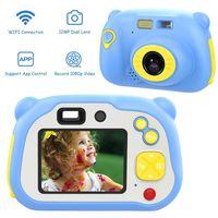 MoKo [Upgraded WiFi Kids Video Camera for Girls Boys Gifts, 1080P HD Screen 12MP Dual Lens Kids Digital Cameras Shockproof Children Selfie Camera with App, Mini Child Camcorder for Age 3-14 - Blue