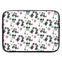 Cute Pandas White 13-15 Inch Laptop Sleeve Bag Portable Dual Zipper Case Cover Pouch Holder Pocket Tablet Bag,Water Resistant,Black