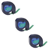 SuperInk 3PK LetraTag Plastic Label Tape Compatible for DYMO 91334 91224 91204 59425 S0721640 Black on Green (12 mm x4 m, 1/2 inch x 13 feet) use in Dymo LetraTag Plus LT100H LT100T QX50 Label Maker