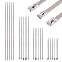 BestTong 4inch/ 6inch/ 8inch/ 12inch Stainless Steel Exhaust Wrap Multi-Purpose Locking Cable Metal Zip Ties Pack of 100