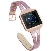 YiJYi Leather Bands Compatible with Fitbit Blaze,Slim Band with Metal Frame Replacement Sport Strap Wristband for Women Men (Y-Bling Purple)