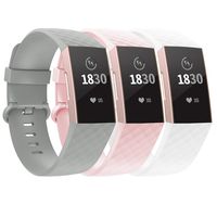 adepoy Compatible with Fitbit Charge 3 Bands for Women Men Large Small, Adjustable Replacement Wristbands for Fitbit Charge 3 and Fitbit Charge 3 SE, 3 Pack, SlateGray, Pink, White, Small