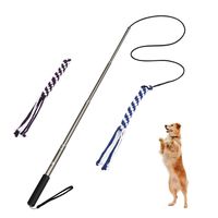 POPETPOP Dog Outdoor Toy Extendable Teaser Wand Outside Interactive Fun Toys with 2 Rope Chew Play Toys for Training Exercise (Size L)
