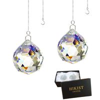Rainbow Suncatcher Crystal Ball Prism - Window Suncatcher Feng Shui Crystal Glass Ball Pendant 40mm for Hanging Clear Pack of 2